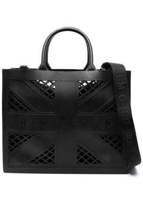 John Richmond logo-embossed openwork tote bag - Black