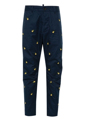 Dsquared2 pineapple-embroidered tapered trousers - Blue