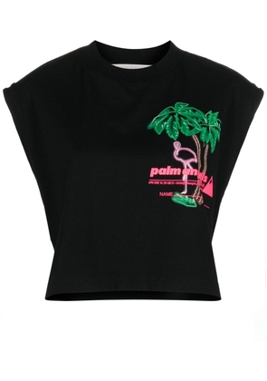 Palm Angels Ski Club logo-print sleeveless top - Black