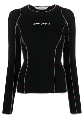 Palm Angels Rainbow Stitch long-sleeve ribbed T-shirt - Black