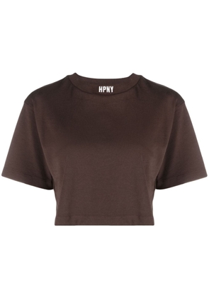 Heron Preston cropped logo-embroidered T-shirt - Brown