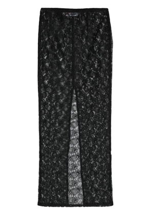 Chiara Ferragni floral-lace midi skirt - Black