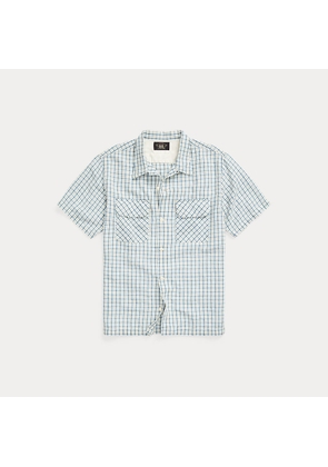 Checked Cotton-Linen Camp Shirt