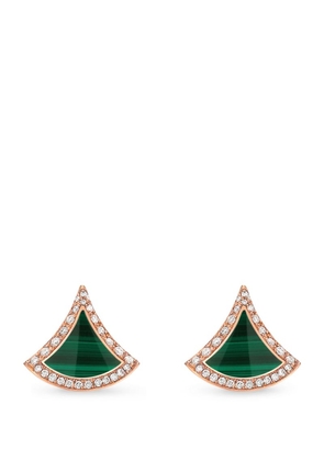 Bvlgari Rose Gold, Diamond And Malachite Divas' Dream Stud Earrings