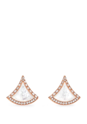 Bvlgari Rose Gold, Diamond And Mother-Of-Pearl Divas' Dream Stud Earrings