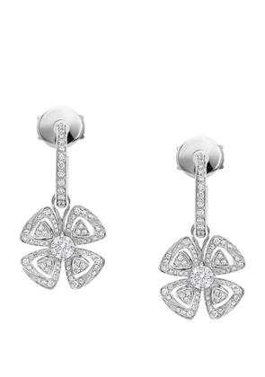 Bvlgari White Gold And Diamond Fiorever Hoop Earrings