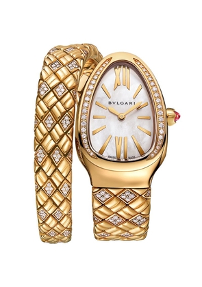 Bvlgari Yellow Gold And Diamond Serpenti Spiga Watch 35Mm