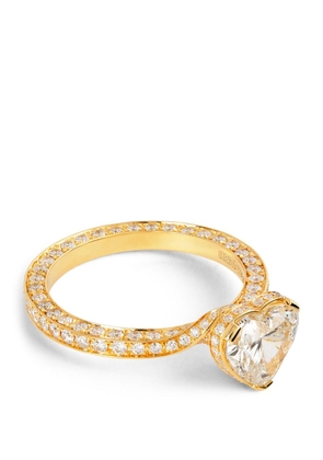 Sophie Bille Brahe Exclusive Yellow Gold And Diamond Ensemble Coeur De La Baronesse Ring