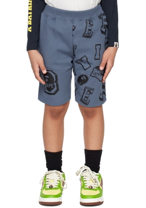 BAPE Kids Blue Printed Shorts