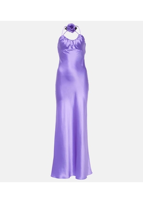 Rodarte Floral-appliqué silk charmeuse gown