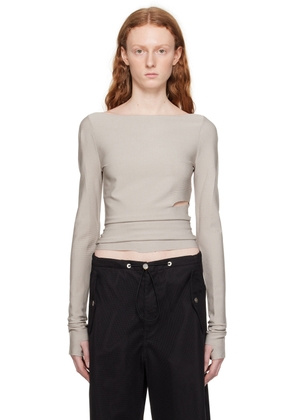Dion Lee Gray Cinched Slit Long Sleeve T-Shirt