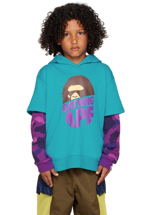 BAPE Kids Blue & Purple Camo Ape Head Hoodie