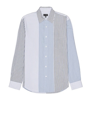 Club Monaco Multi Stripe Long Sleeve Shirt in Blue Mix - Blue. Size M (also in S, XL/1X).