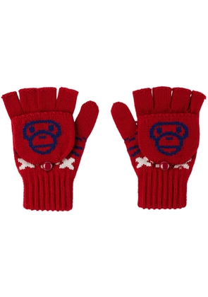 BAPE Kids Red Baby Milo Nordic Gloves
