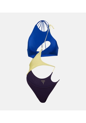 The Attico Colorblocked cutout swimsuit