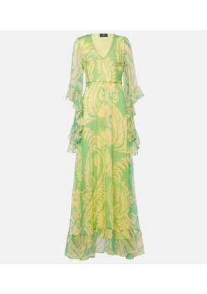 Etro Printed ruffled silk maxi dress