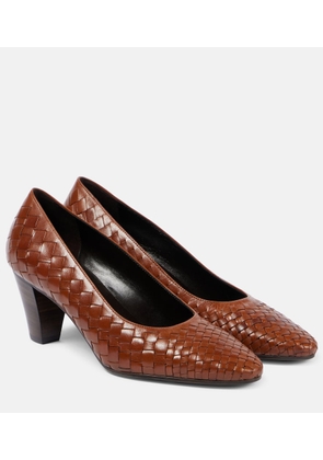 The Row Charlotte 65 braided leather pumps