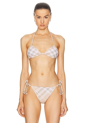Burberry Bikini Top in Flax Check - Tan. Size M (also in L).