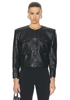 Magda Butrym Button Up Leather Jacket in Black - Black. Size 34 (also in 38).