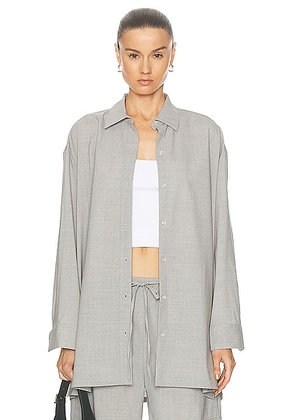 LESET Jane Oversized Button Down Top in Light Grey - Light Grey. Size M-L (also in ).