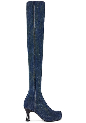 Diesel Woodstock Thigh High Boot in Dark Denim - Blue. Size 36 (also in 37, 38, 39, 40).