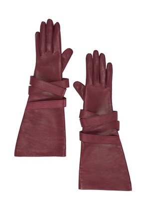 Saint Laurent Aviator Gloves in Bordeaux - Wine. Size 6.5 (also in 7).