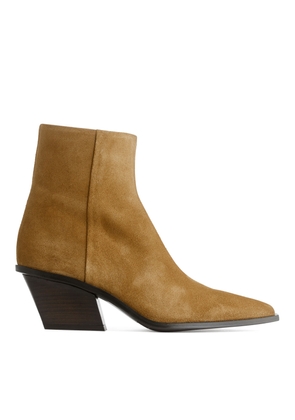 Pointy Ankle Boots - Beige