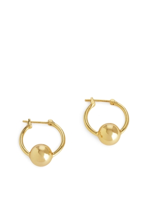 Gold-Plated Sphere Hoop Earrings - Brown