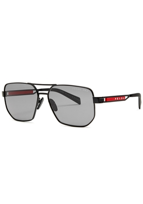 Prada Linea Rossa Aviator-style Sunglasses - Black