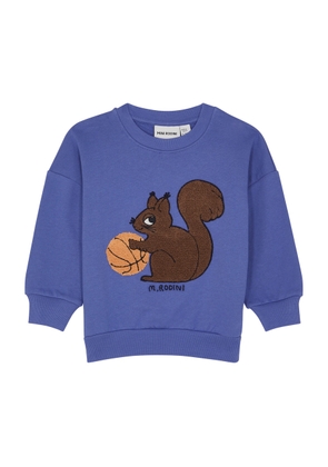 Mini Rodini Kids Mr Squirrel Embroidered Cotton Sweatshirt - Blue - 128/134 (8 Years)