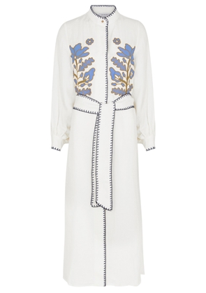Lug Von Siga Amira Embroidered Linen-blend Midi Dress - White - 38 (UK10 / S)