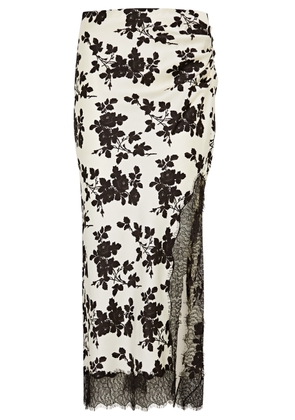 Veronica Beard Nasime Floral-print Stretch-silk Midi Skirt - Black - 4 (UK8 / S)