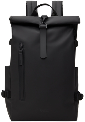 RAINS Black Rolltop Large Backpack