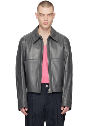 WOOYOUNGMI Gray Cropped Leather Jacket