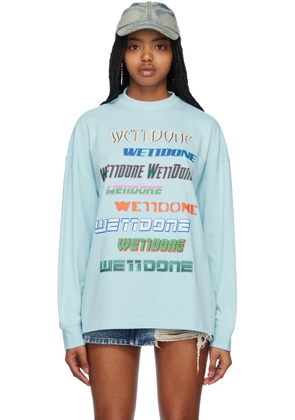 We11done Blue Printed Long Sleeve T-Shirt