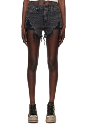 R13 Black Shredded Slouch Shorts