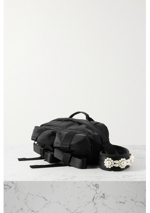 Simone Rocha - Bow And Faux Pearl-embellished Shell Belt Bag - Black - One size