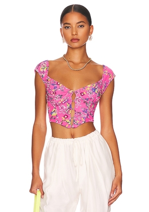 AFRM Myla Corset Crop Top in Pink. Size XL.
