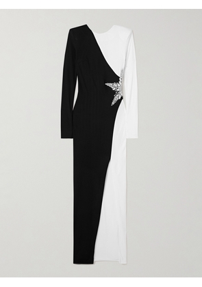 Balmain - Crystal-embellished Two-tone Jersey Gown - Black - FR34,FR36,FR38,FR40,FR42