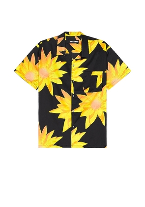 DOUBLE RAINBOUU Short Sleeve Hawaiian Shirt in Black. Size L, M.