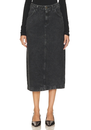 American Vintage Yopday Denim Midi Skirt in Black. Size M, XS.