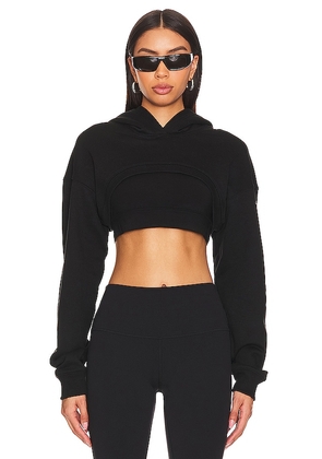 alo Cropped Shrug It Off Cropped Hoodie in Black. Size S.