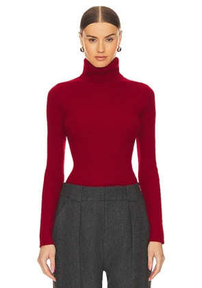 Enza Costa Rib Turtleneck Sweater in Red. Size L, S, XS.