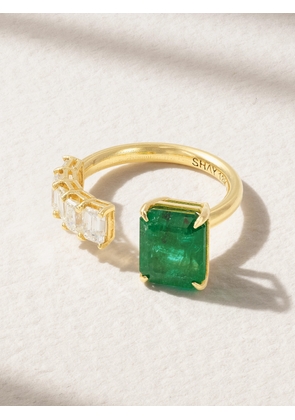 SHAY - Floating 18-karat Gold Emerald And Diamond Ring - Green - 7