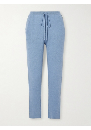 Skin - Maite Ribbed Organic Cotton And Cashmere-blend Track Pants - Blue - x small,small,medium,large,x large