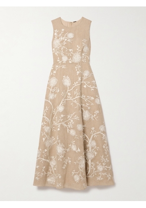 Adam Lippes - Eloise Embroidered Cotton-canvas Maxi Dress - Neutrals - US0,US2,US4,US6,US8,US10
