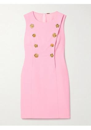 Adam Lippes - Aubrey Button-embellished Wool-crepe Mini Dress - Pink - US0,US2,US4,US6,US8,US10
