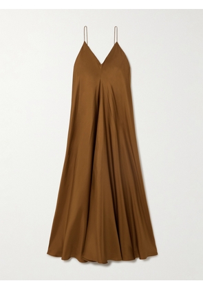 RÓHE - Silk-twill Midi Dress - Brown - FR34,FR36,FR38,FR40,FR42,FR44