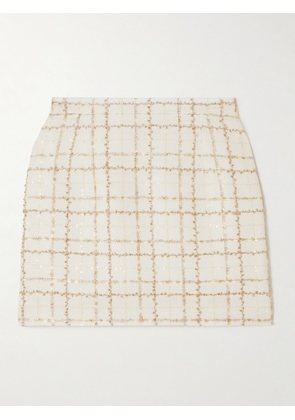 Alessandra Rich - Checked Sequin-embellished Metallic Tweed Mini Skirt - White - IT36,IT38,IT40,IT42,IT44