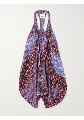 Isabel Marant - Lisandre Asymmetric Draped Ruffled Printed Chiffon Mini Dress - Blue - FR34,FR36,FR38,FR40,FR42